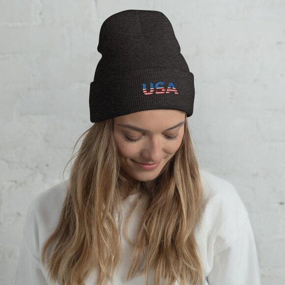 USA Embroidered Cuffed Beanie – Cozy Unisex beanie main image 5